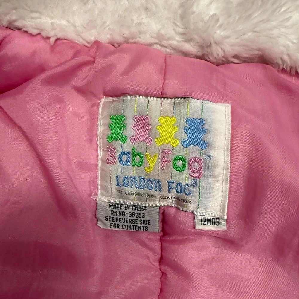 Vintage London Fog girls‎ pink floral bow bunting 12 months